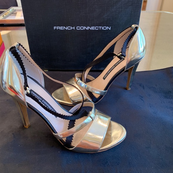 French Connection gold black strappy heel Nava - Picture 5 of 7